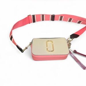 Marc Jacobs Pink and Cream Crossbody Bag with Gold Accent